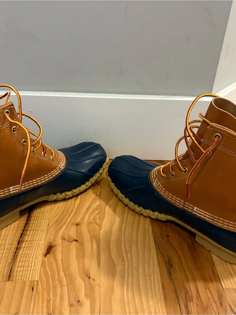 L.L. Bean Women’s Navy & Tan Waterproof Duck Boots